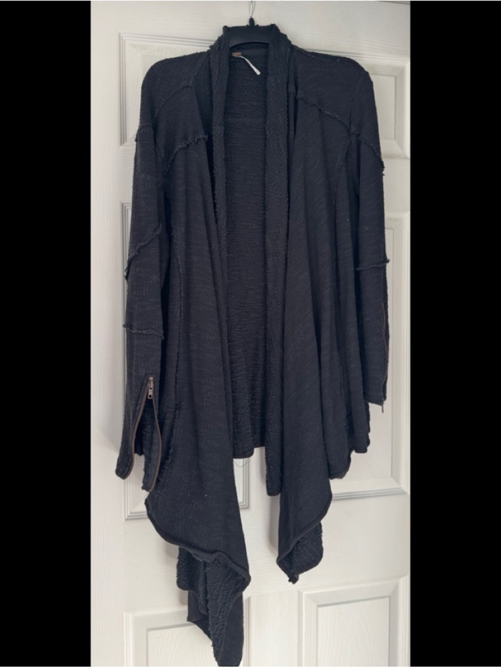 Free People Black Open-Front Draped Cardigan